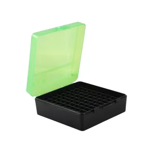 MTM Flip Top Ammo Box 38 Special, 357 Magnum 100-Round Plastic Clear Green and Black