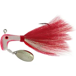 Road Runner Buck Tail Underspin Jig White/White&Red Tail 1 oz