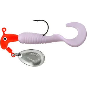 Road Runner Curly Tails Underspin Jig Fluorescent Red/White 1/16 oz