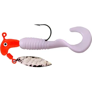 Road Runner Curly Tails Pro Series Underspin Jig Fluorescent Red/White 1/4 oz