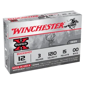Winchester Super X Magnum 12 Gauge Ammo 3" #00 Buckshot 15 Pellets Case of 150 (10 Boxes of 15)