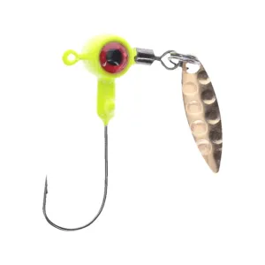 Mr. Crappie Sausage Head Spins 1/8oz Underspin Jighead Chartreuse