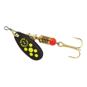 Mepps Aglia Black Fury Plain Inline Spinner Black & Chartreuse Dots 1/6 oz