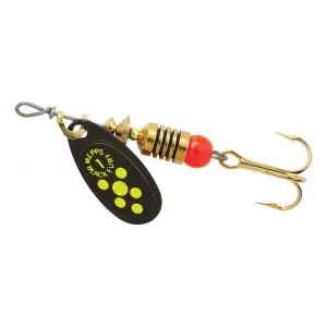 Mepps Aglia Black Fury Plain Inline Spinner Black & Chartreuse Dots 1/8 oz