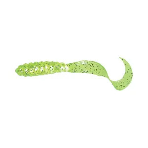 Mister Twister Meeny Curly Tail 3" Grub Chartreuse/Silver Flake 20PK