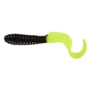 Mister Twister Teenie Curly Tail 2" Grub Black/Chartreuse Pearl Tail 20PK