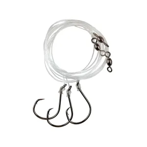 Eagle Claw Lazer Sharp Octopus Circle Hook Mono Leader Striped Bass Rig Hook #6/0 Platinum Black 3PK
