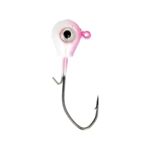 Eagle Claw Lazer Sharp Pro-V Tear Drop 1/2oz Round Ball Jighead Pink/White