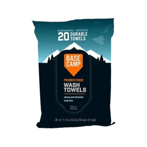 Dead Down Wind Base Camp Biodegradable Wash Towels, Hand and Field Wipes Unscented 20PK