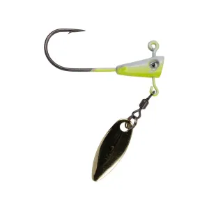 Crappie Magnet Fin Spin 1/16oz Underspin Jighead White/Chartreuse