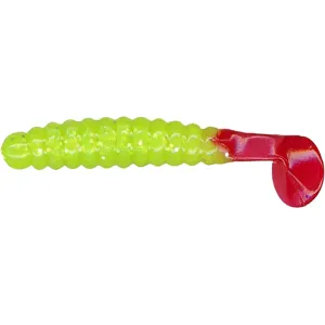 Charlie Brewer's Crappie Slider Grub Chartreuse Glitter/Red