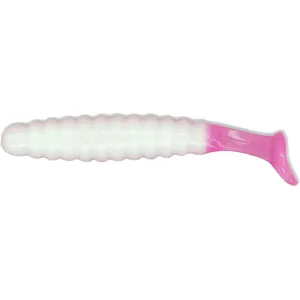 Charlie Brewer's Crappie Slider Grub White/Pink Glow Tail