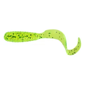 Mister Twister Teenie Curly Tail 2" Grub Chartreuse/Silver Flake 20PK