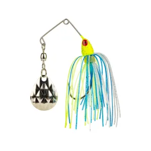Strike King Mini-King Single Colorado Spinnerbait 1/8oz Chart Head Chartreuse/Blue/Silver Skirt Nickel