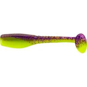 Big Bite Baits Swimming Crappie Minnr Grub Purple Glitter/OP Chartreuse