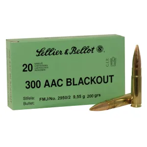 Sellier & Bellot 300 AAC Blackout Ammo 200 Grain Full Metal Jacket Case of 1000 (50 Boxes of 20)