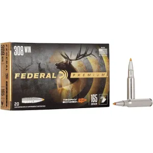 Federal Premium 308 Winchester Ammo 165 Grain Trophy Bonded Polymer Tip Case of 200 (10 Boxes of 20)