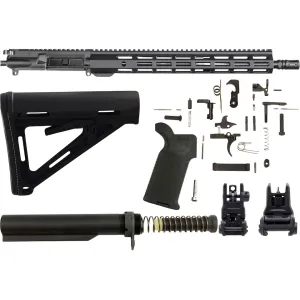 AR-STONER AR-15 Enhanced Build Kit with Upper Receiver Assembly 5.56x45mm NATO 16" Barrel Mid Length 15" M-LOK Handguard, Complete Lower Parts Kit with Magpul MOE Furniture and Sight Set Black