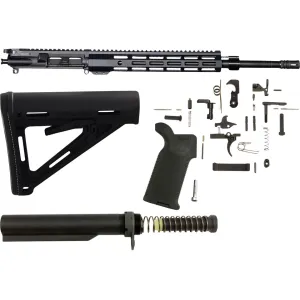 AR-STONER AR-15 Enhanced Build Kit with Upper Receiver Assembly 5.56x45mm NATO 18" Barrel12" M-LOK Handguard, Complete Lower Parts Kit with Magpul MOE Furniture Black