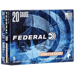 Federal Power-Shok 20 Gauge Hollow Point Rifled Slug 2-3/4" 3/4oz Case of 250 (50 Boxes of 5)
