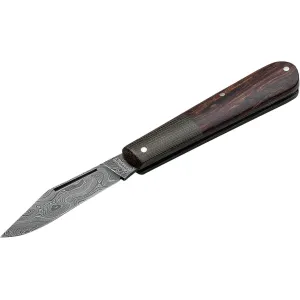 Boker Knives Barlow Integral Leopard Pocket Knife 2.64" Clip Point Damascus Blade Desert Ironwood Handle Brown