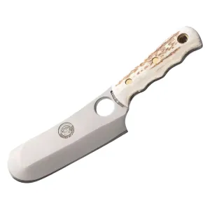 Knives of Alaska Brown Bear Fixed Blade Knife 6.5" Cleaver D2 Bead Blasted Blade Bone Handle White