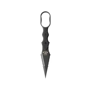 Skallywag Tactical Guardian Fixed Blade Knife 4" Partially Serrated Dagger D2 Black Blade G-10 Handle Black