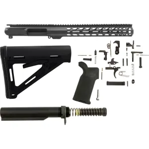 AR-STONER AR-15 Enhanced Build Kit with Sporter Billet Upper Receiver Stripped 13" M-LOK Handguard, Complete Lower Parts Kit with Magpul MOE Furniture Black