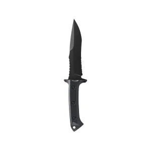 Skallywag Tactical Riptide Fixed Blade Knife 6.35" Partially Serrated Spear Point D2 Black PVD Blade G-10 Handle Black