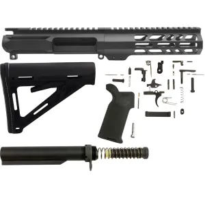 AR-STONER AR-15 Enhanced Build Kit with Sporter Billet Upper Receiver Stripped 7" M-LOK Handguard , Complete Lower Parts Kit with Magpul MOE Furniture Black