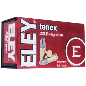 Eley Tenex EPS 22LR Ammo 40 Grain Flat Nose Box of 500 (10 Boxes of 50)