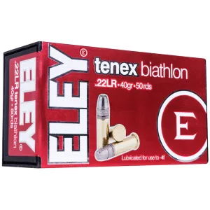 Eley Tenex Biathlon 22LR Ammo 40 Grain Flat Nose Box of 500 (10 Boxes of 50)