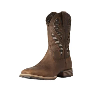 Ariat Hybrid VenTek Cowboy Boots Leather Distressed Brown Men's 8 D