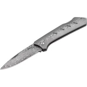 Boker Knives Damascus Dominator Pocket Knife 3.31" Drop Point Damascus Blade Damascus Handle