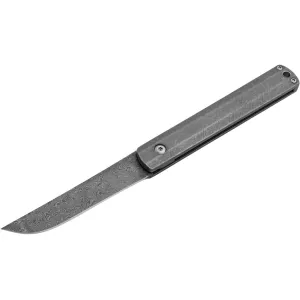 Boker Knives Wasabi Pocket Knife 2.87" Drop Point Stainless Steel Damascus Blade Titanium Handle Gray