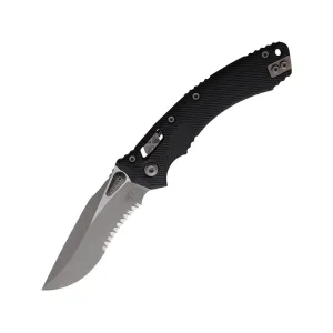 Microtech Amphibian S/E Pocket Knife 3.9" Clip Point Bohler M390MK Apocalyptic Partially Serrated Blade Fluted G-10 Handle Black