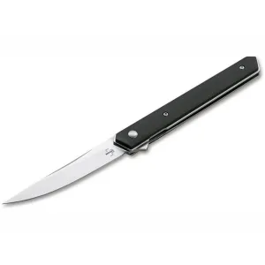 Boker Knives Kwaiken Air Pocket Knife 3.54" Drop Point VG-10 Satin Blade G-10 Handle Black