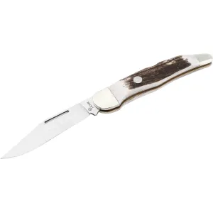 Boker Knives Traditional Series 2.0 Folding Hunter Single Blade Pocket Knife 3.62" Clip Point D2 Satin Blade Stag Handle Bone