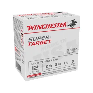 Winchester Super Target Light Target 12 Gauge Ammo 2-3/4" #9 Lead Shot 1-1/8 oz Case of 250 (10 Boxes of 25)