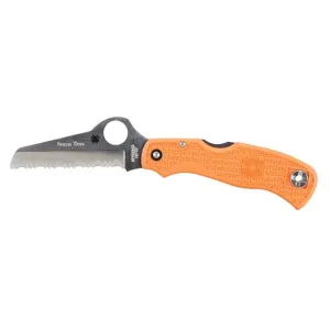 Spyderco Rescue 79mm Pocket Knife 3.125" Partially Serrated Drop Point VG-10 Stainless Blade Polymer Handle Orange