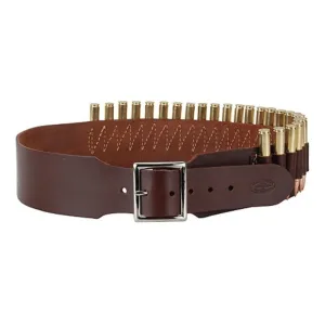Hunter Cartridge Belt 2.5" 45 Caliber Straight Wall Rifle 25 Loops Leather Antique Brown Medium
