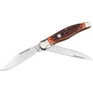 Boker Knives Traditional Series 2.0 Folding Hunter Pocket Knife 4" Clip Point, Drop Point D2 Satin Blade Jigged Bone Handle Brown