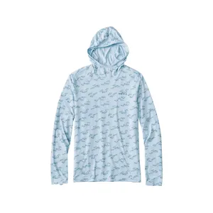 Orvis Men's Sun Defense Printed Hoodie Blue Mist Tarpon Medium