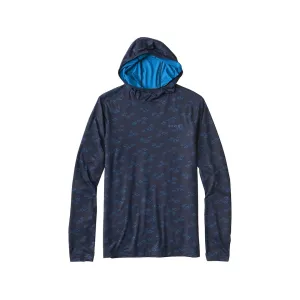 Orvis Men's Sun Defense Printed Hoodie True Navy/Permit XL