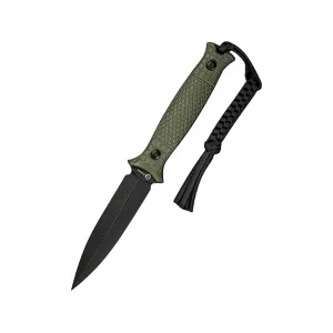 CIVIVI Perfrico Fixed Blade Knife 4.49" Dagger Sandvik 14C28N Black Stonewash Blade G-10 Handle OD Green