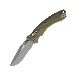 Microtech Amphibian S/E Pocket Knife 3.9" Clip Point Bohler M390MK Apocalyptic Blade Fluted G-10 Handle OD Green