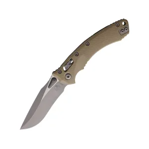 Microtech Amphibian S/E Pocket Knife 3.9" Clip Point Bohler M390MK Apocalyptic Blade Fluted G-10 Handle Tan