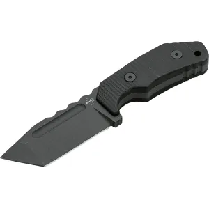 Boker Knives Little Dvalin Fixed Blade Knife 3.15" Tanto Point D2 Black Titanium Blade G-10 Handle Black