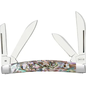 Case Small Congress Pocket Knife 1.86" Spear, Sheepsfoot, Pen and Coping Tru-Sharp Mirror Polished Blade Abalone Handle Abalone Swirl