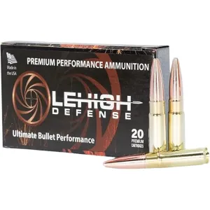 Lehigh Defense Maximum Expansion 300 AAC Blackout (7.62x35mm) Ammo 194 Grain Solid Hollow Point Lead Free Box of 20